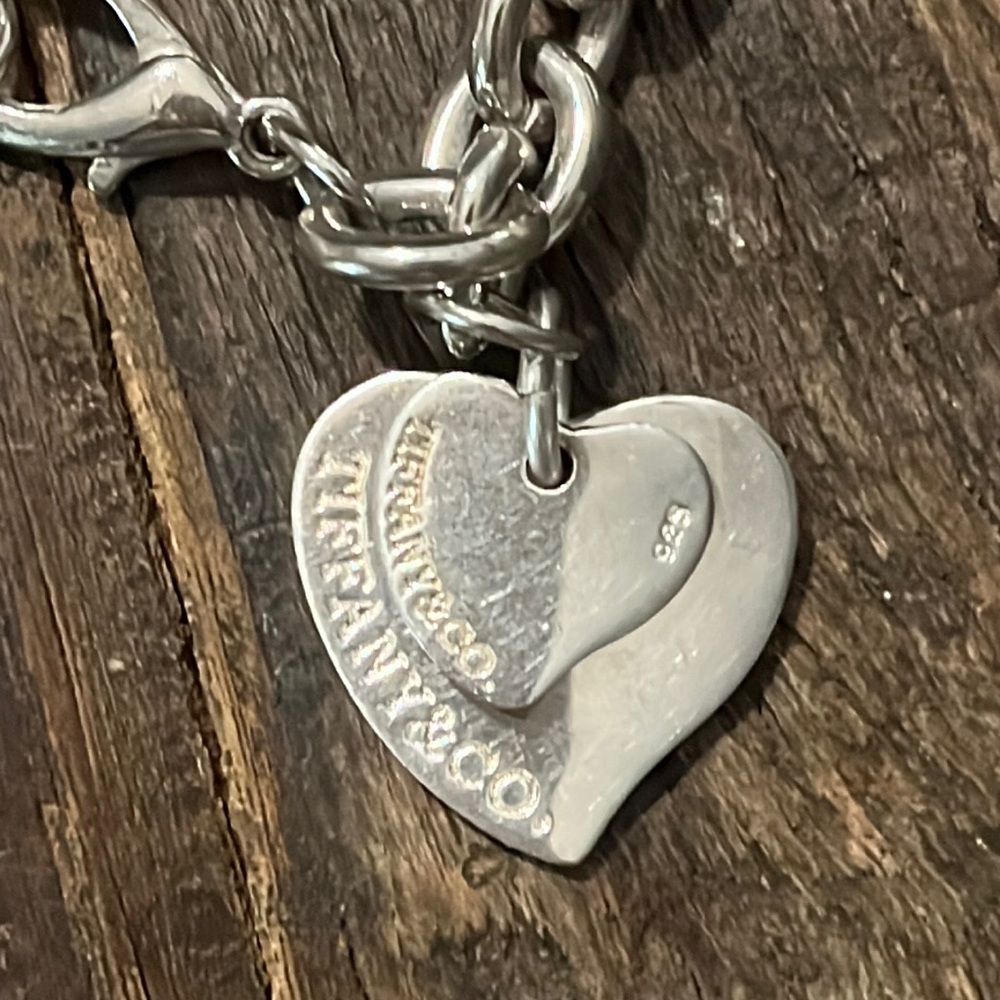 Tiffany Vintage Double Heart Charm on Sterling chain
